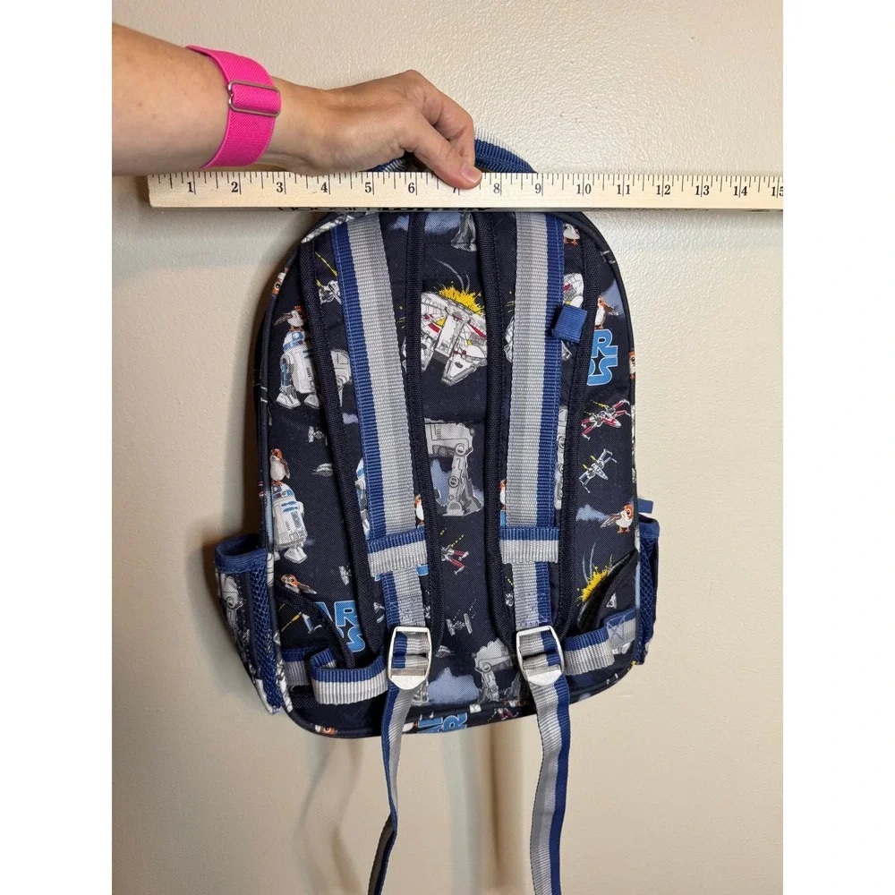 Pottery Barn Kids Star Wars Backpack Navy Blue R2-D2 Chewbacca AT-AT Print